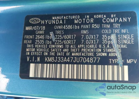 2018 Hyundai Tucson Sel from USA, damaged, VIN KM8J33A47JU704877